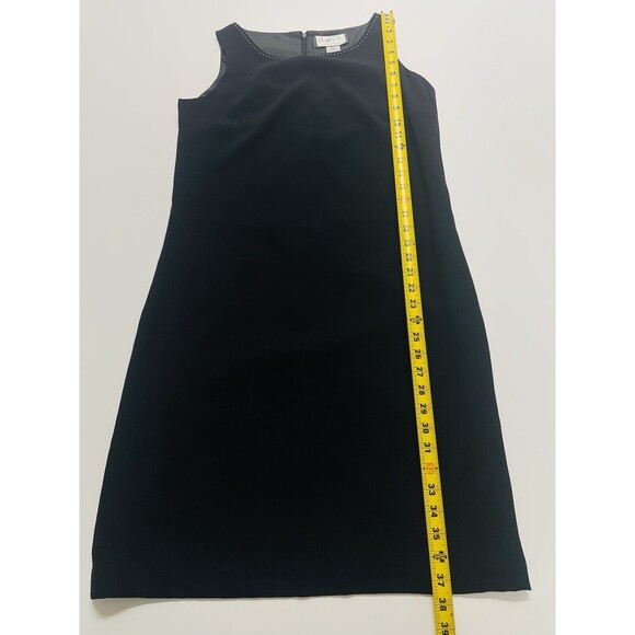 Mary McFadden Vintage Solid Black White Stitch Sleeveless‎ Shift Dress Womens 8 - Picture 7 of 11